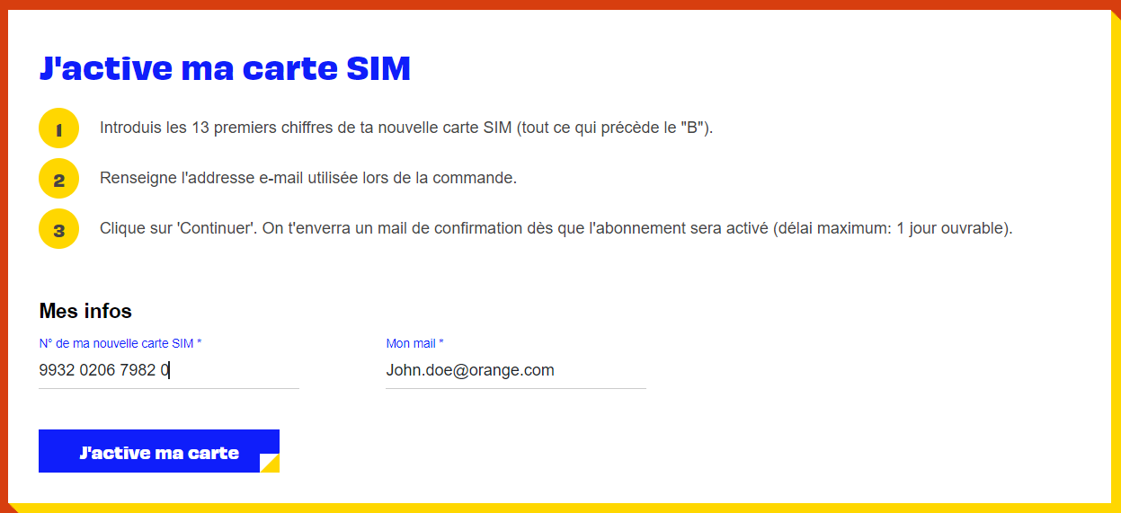 activation carte sim