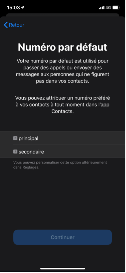 numéro par défaut